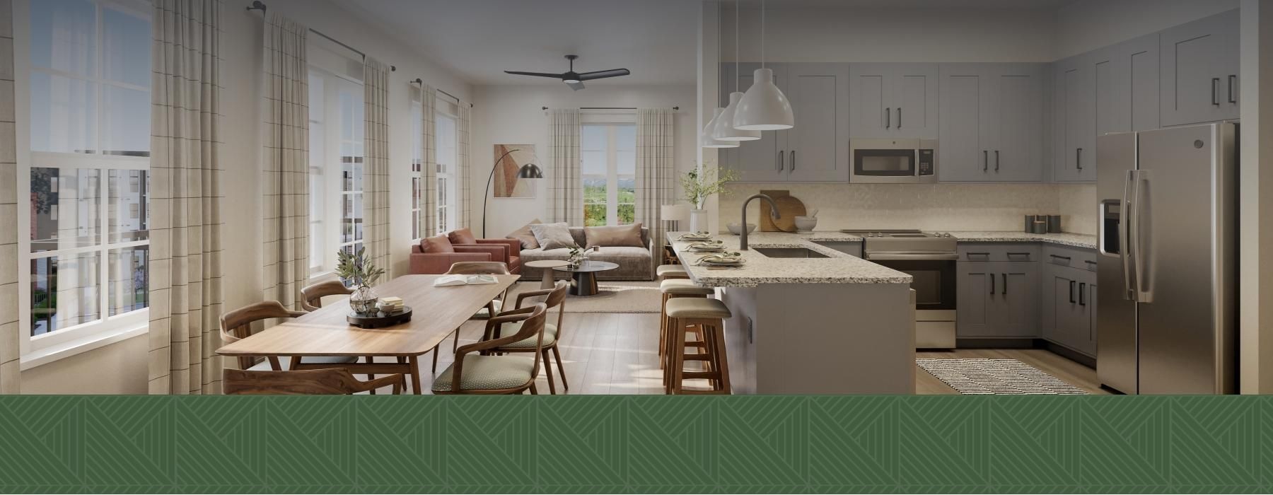 a kitchen with a table and chairs